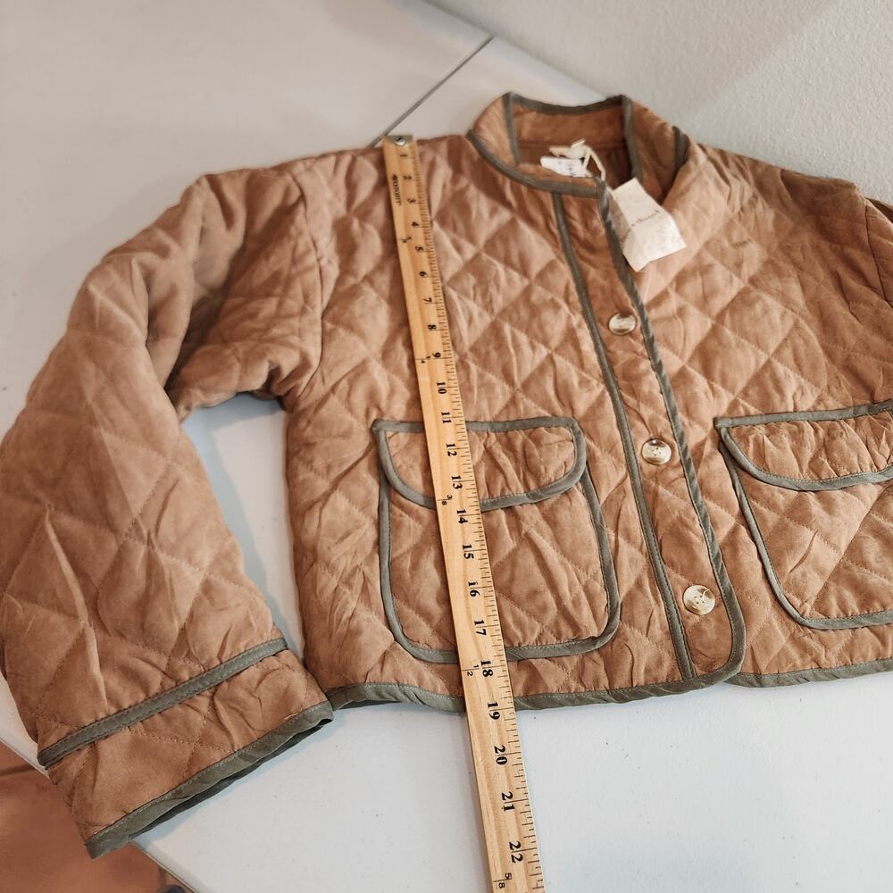 Hem & Thread Light Brown Quilted Cropped Jacket NWT Small Biker Equestrian - Picture 10 of 11